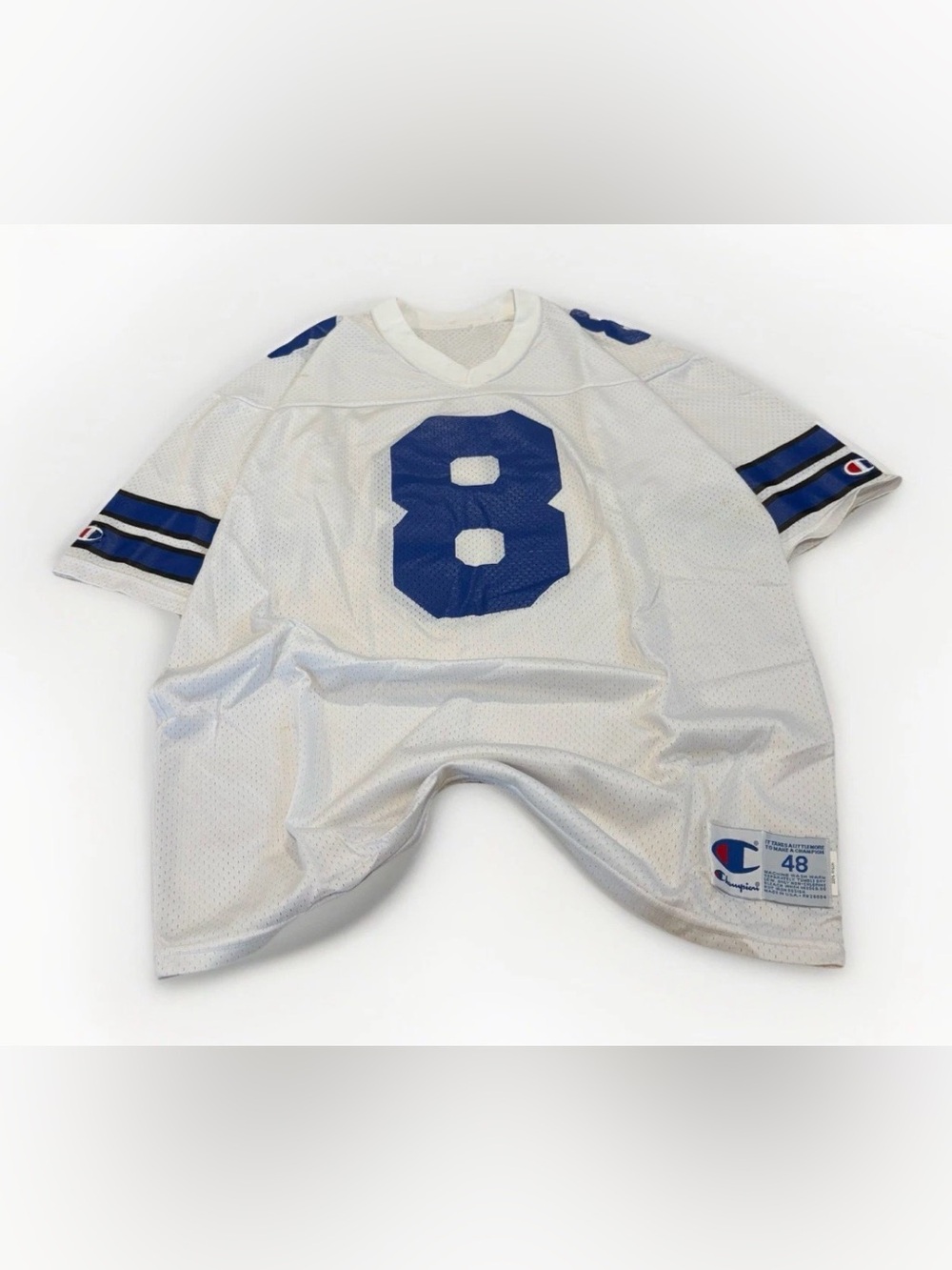 Vintage Dallas Cowboys Jersey Champion Aikman #8 Size 48 White Home NFL Texas